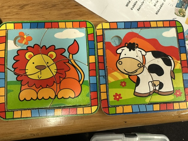 2 x four piece wooden puzzles